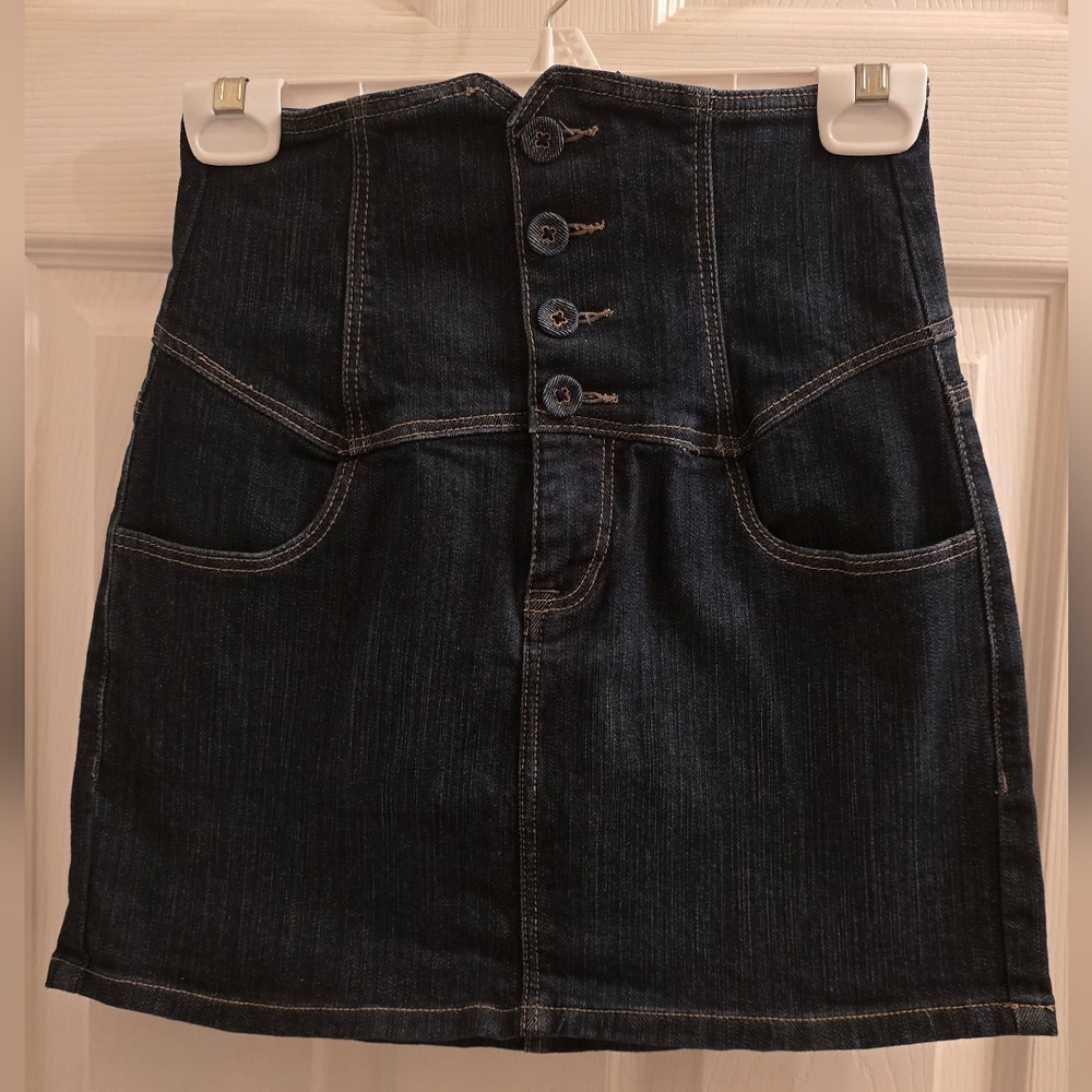 Forever 21 Dark Blue High-Waist Denim Mini Skirt